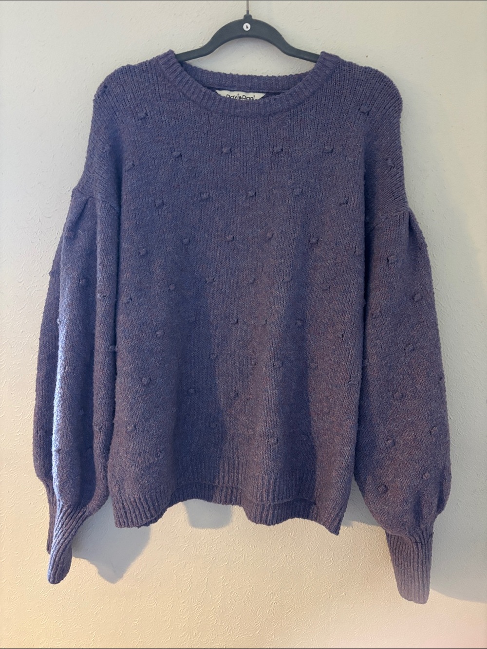 DAVI & DANI Lavender Bubble Knit Crewneck Sweater